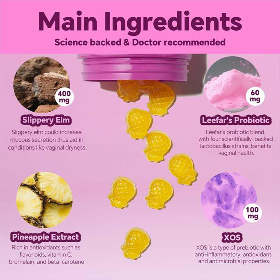 AuraSkin Women’s Probiotic Pineapple Gummies Digestive & Wellness Support